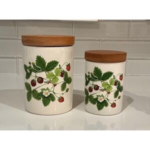 Portmeirion Vintage Summer Strawberries 2 Small Canisters